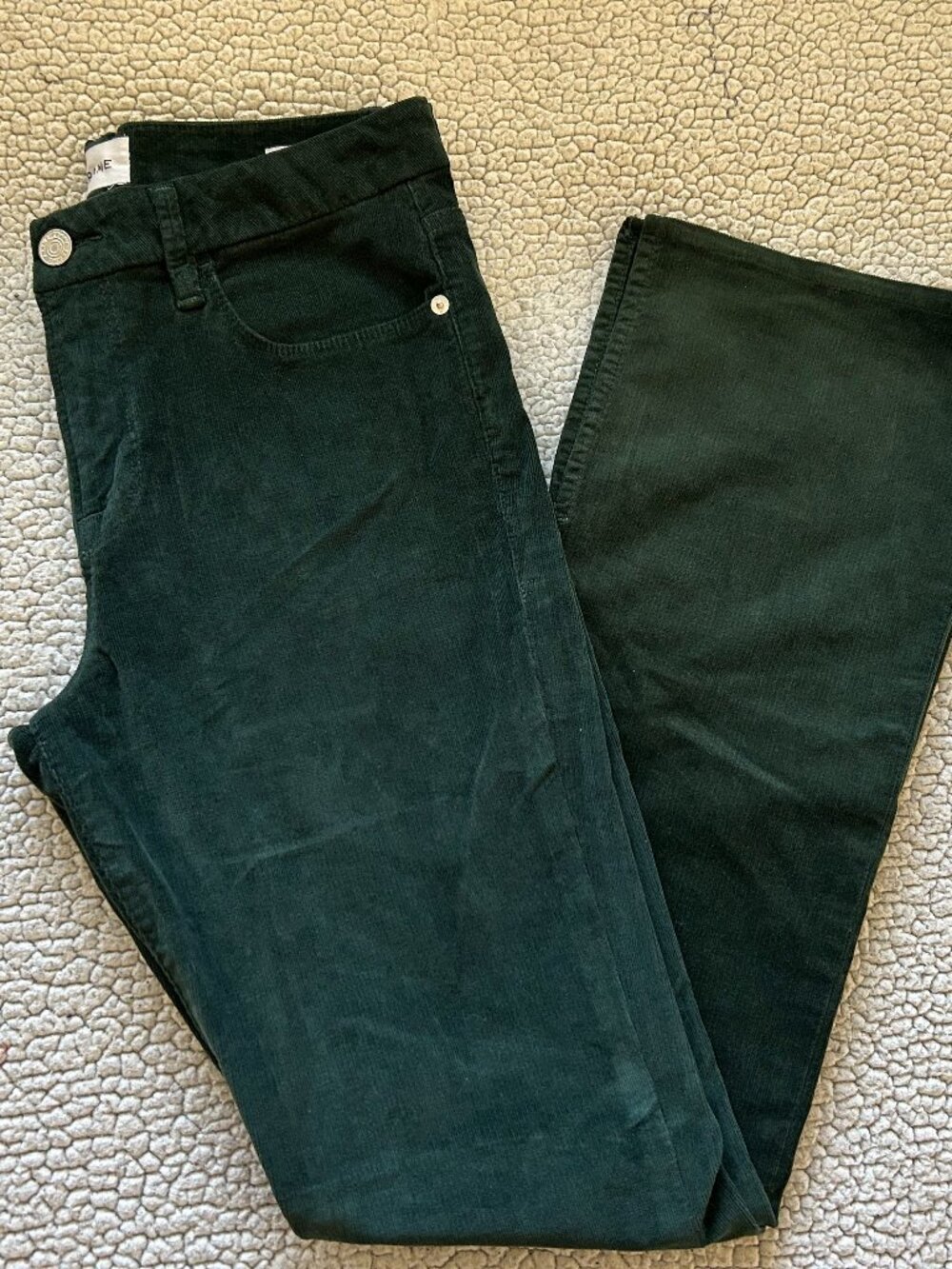 Frame -- green corduroy 'le mini boot' pants, size 29